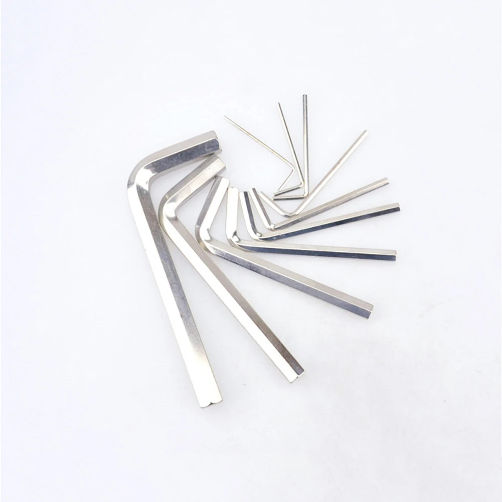 10pcs L-type Hex Wrench Hexagon Wrench Key Wrench 1.5-6mm Steel Compact Portable Hand Tools Silver 1.5/2/2.5/3/6mm