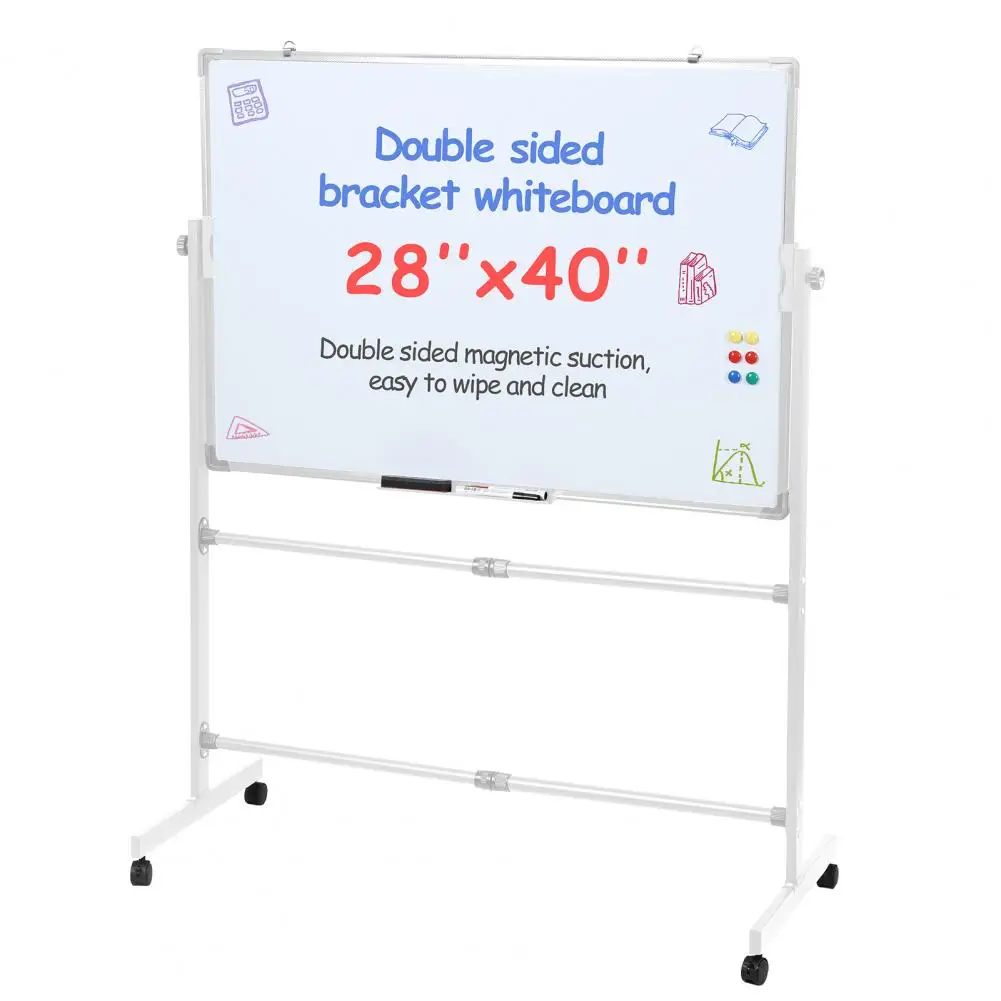 Rolling Dry Erase Board 40x28 Inch Magnetic Mobile Standing Whiteboard Height Adjustable  White Board with Stand for Classroom