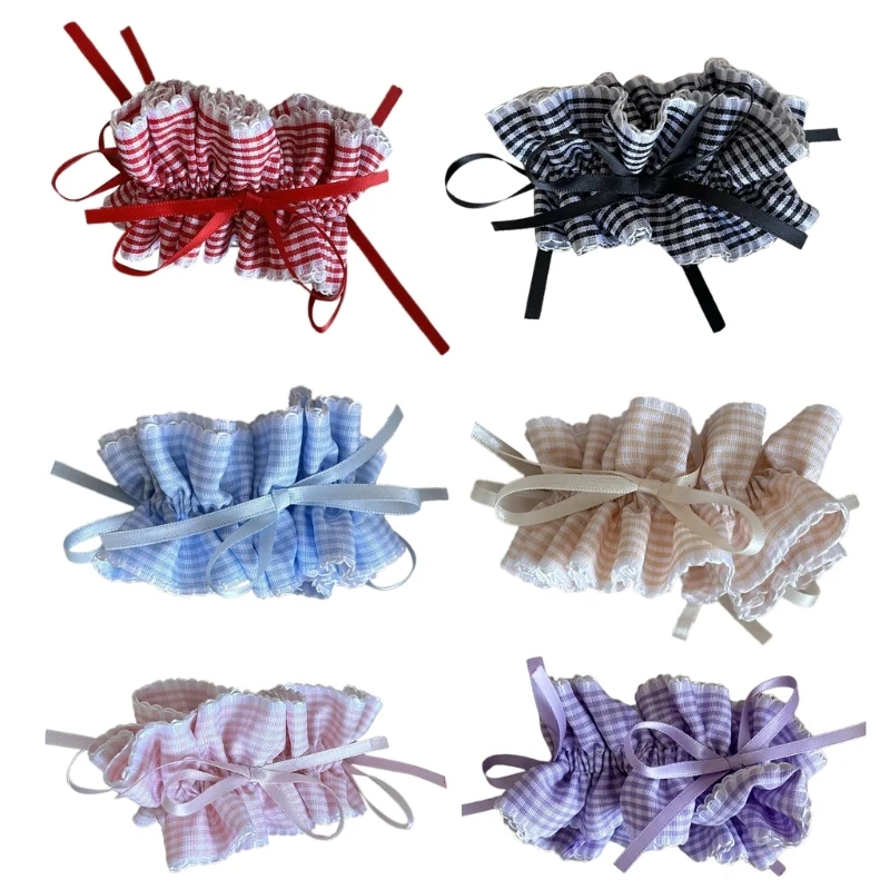 Oversized Hair Scrunchies with Bowtie Lace Hair Scrunchy Elastic Hair Tie Thick Updos Hair Rope Female Hair Decors