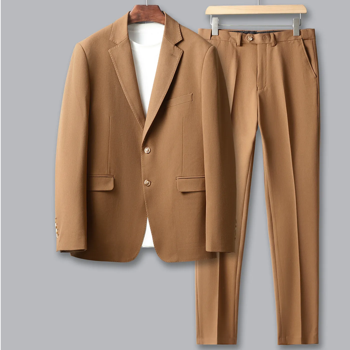 High-Quality Fashionable Men's Slim Fit Suit Set Casual Business Wedding Party Wear Two-Piece Suit Jacket And Pants