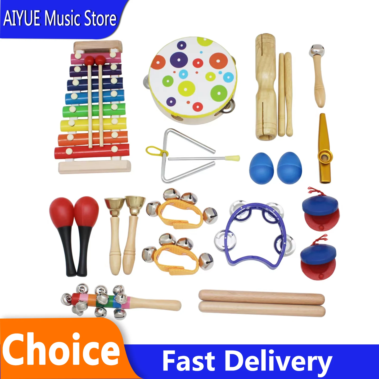 19 Pcs Orff Set Children's Music Enlightenment Instruments Festivals Fun Safety Hands-Free Orff Enhance Intelligence Instrument