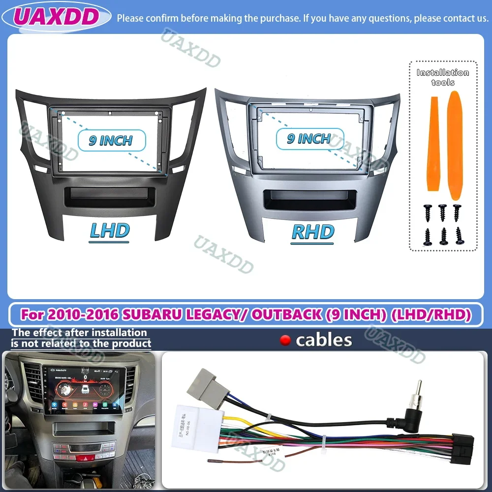 For 2010-2016 SUBARU LEGACY OUTBACK 9INCH 2 Din Car stereo radio Android frame panel fascia cable video harness player dashboard