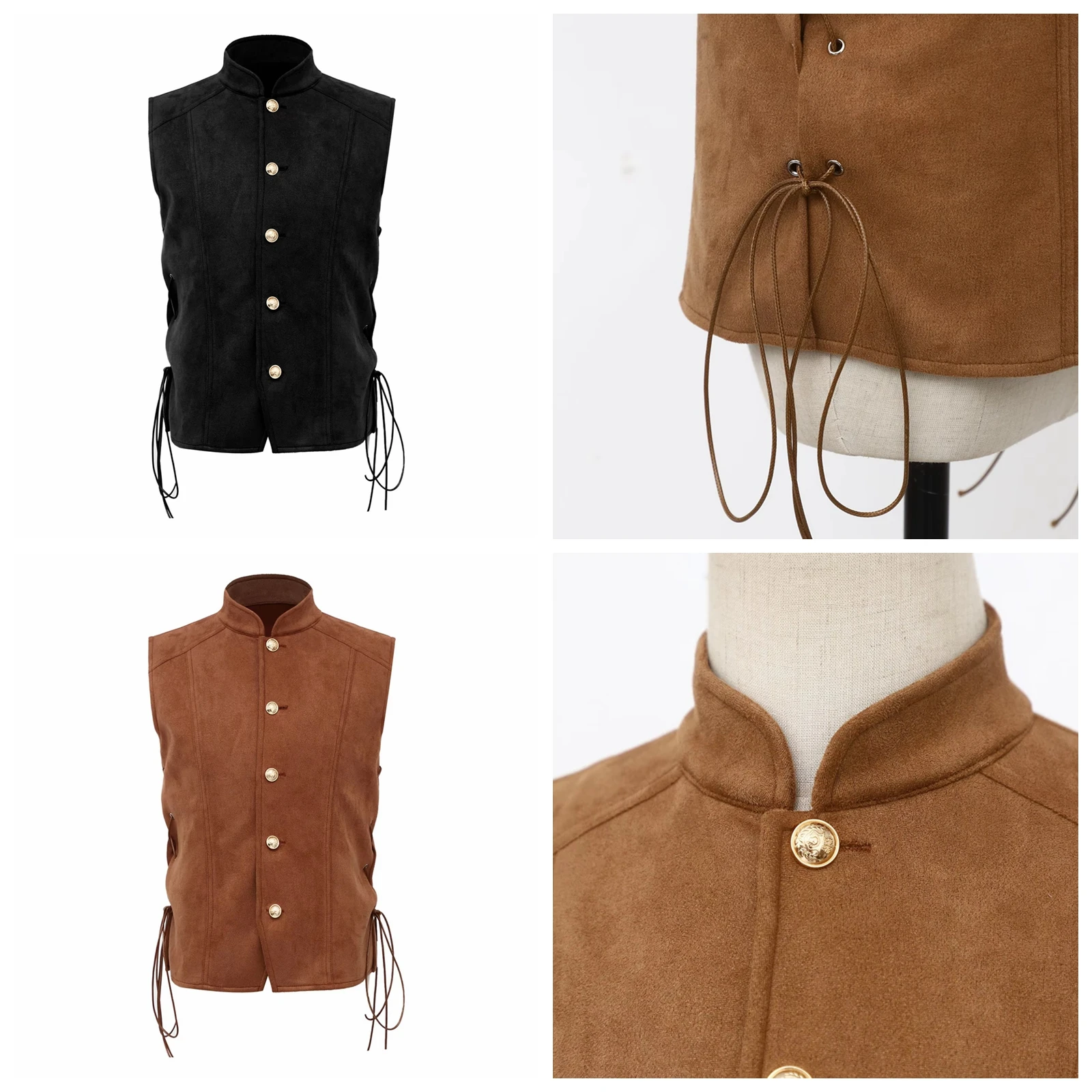 Boys Steampunk Gothic Waistcoat Children Renaissance Pirate Waistcoat Vests for Carnival Theme Party Halloween Carnival Costume