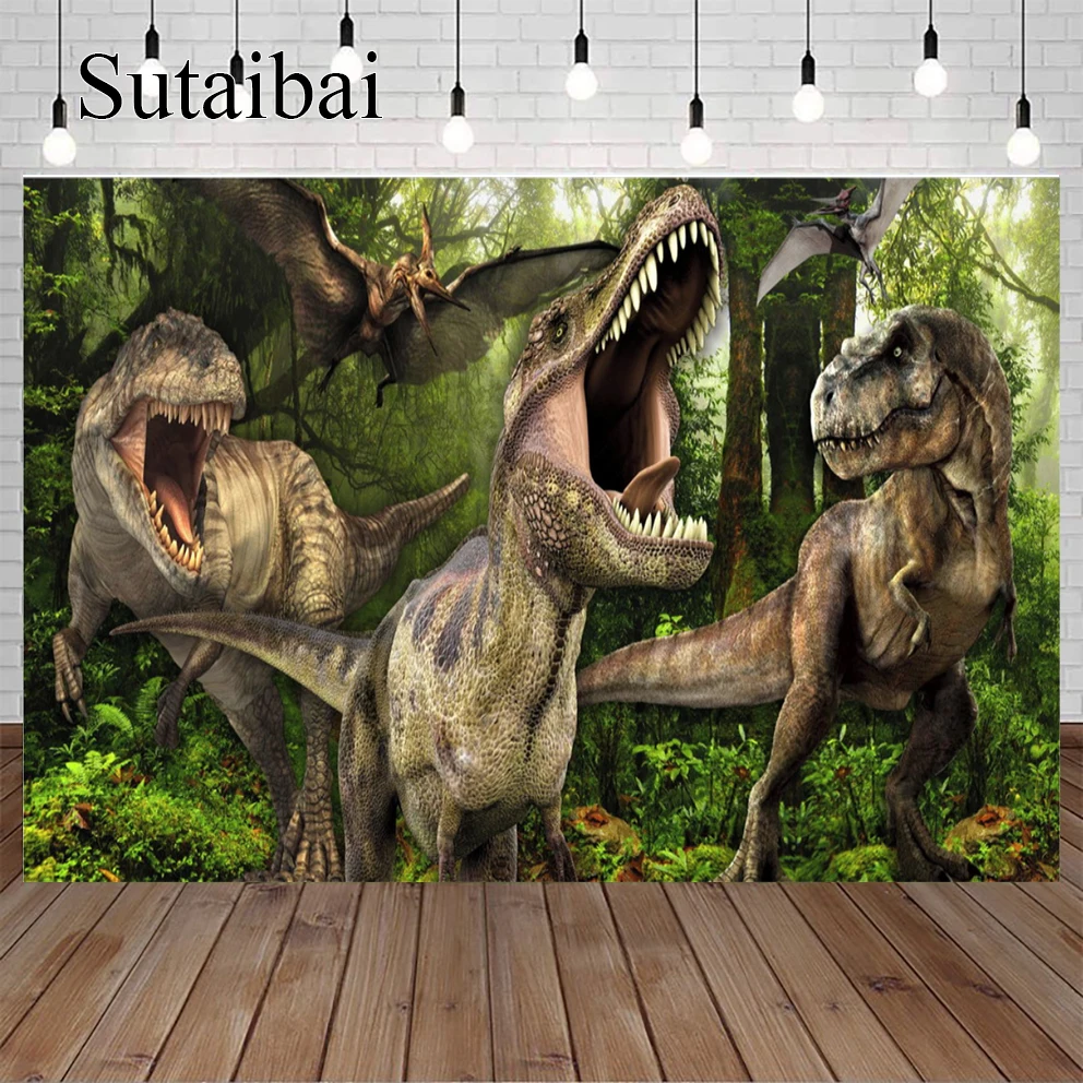 

Dinosaur Wild Jungle Theme Birthday Party Backdrop Kids Photography Jungle Tropical Safari Baby Shower Background Photo Studio