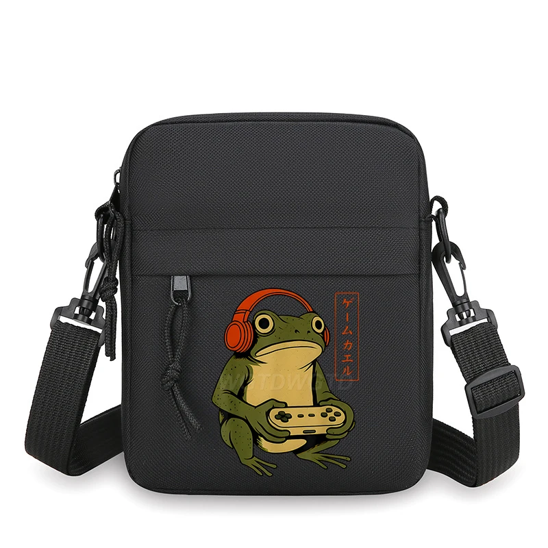 

Gamer Fun Frog Crossbody Bag Men Women New Oxford Cloth Shoulder Bag Lightweight Stylish Zipper Male Gaming Lover Messenger Bag