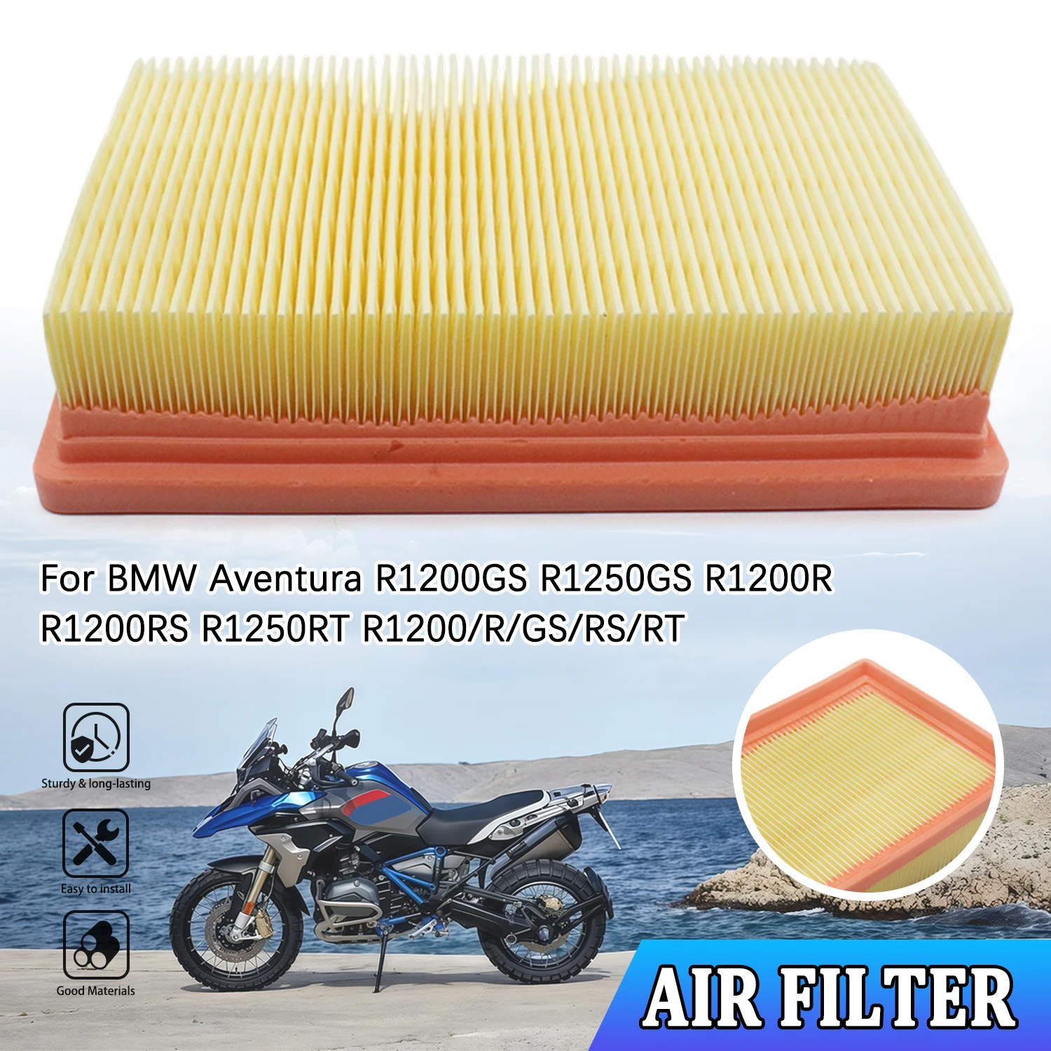 Filtre à air pour moto BMW 13727726799 Adventure R1200GS R1250GS R1200R R1200RS R1250RT R1200/R/GS/RS/RT