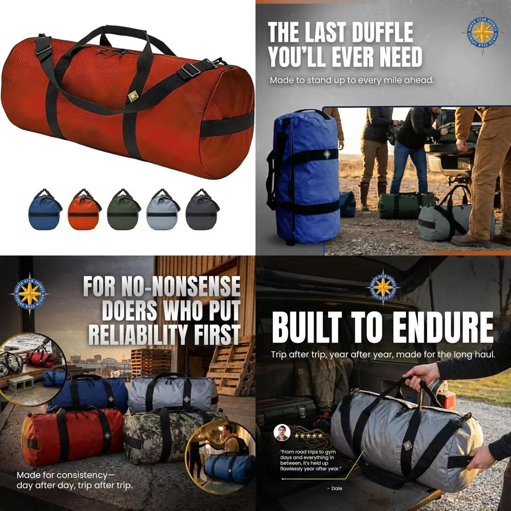 Large XL Ripstop Duffle Bag - Ultra Durable, Tear-Resistant, Weatherproof, Packable for Travel (16 x 40, 131L, Orange)