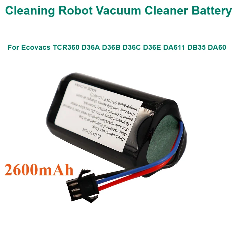 Cleaning Robot Vacuum Cleaner Battery New 2600mAh For Ecovacs TCR360 D36A D36B D36C D36E DA611 DB35 DA60