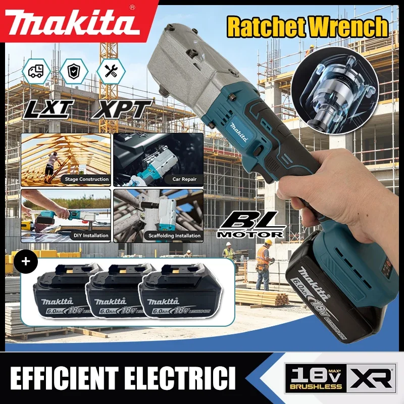 Бесщеточный гайковерт Makita 1200 Нм, электрический аккумуляторный дрель-шуруповерт 1/2'' для снятия винтов и гаек, инст