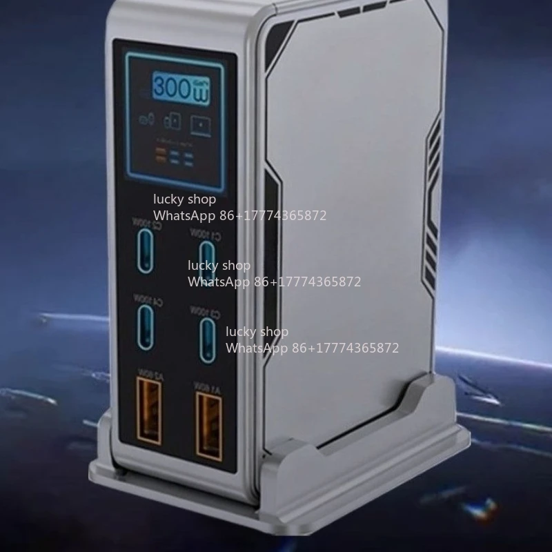 

300W многопортовое, высокомощное, портативное зарядное устройство с шестью портами по 100W