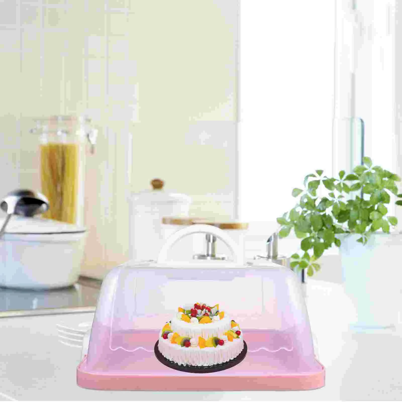 Portable Cake Box 8 Inch Plastic Safe Storage Easy Clean Reusable Travel Square ganizer Container Handled Packaging