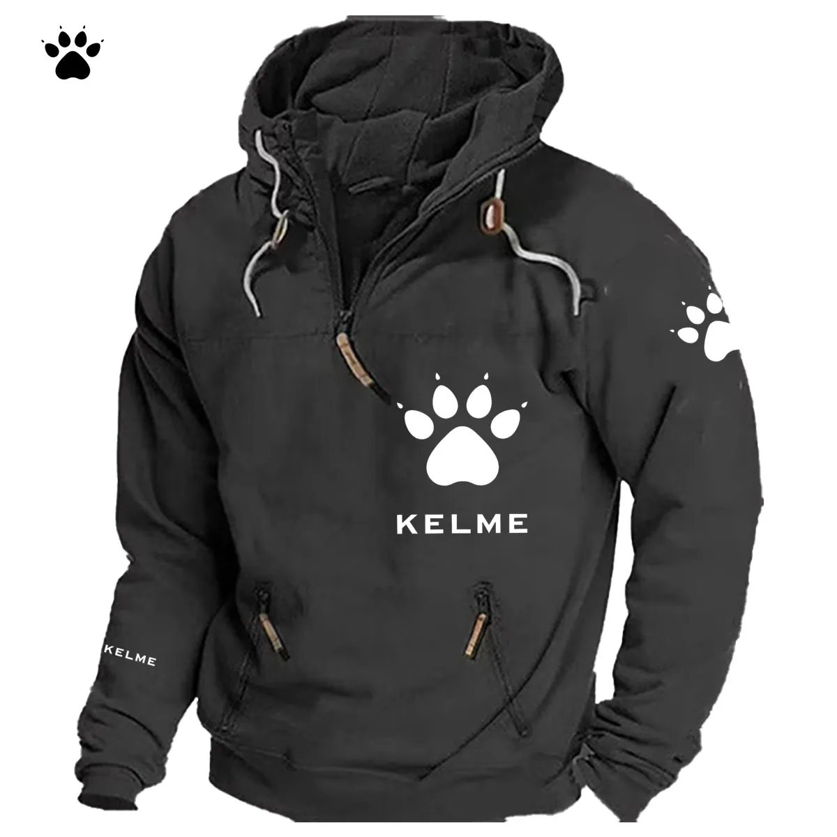 

2026 KELME Logo Motorcycle Jacket With Hood Racing Suit For Men's Casual Hoodie Young Retro Coat Men's Mountaineering Sportswear