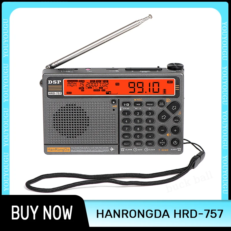 

Hanrongda Hrd-757 Radio Fm All-Band Bluetooth Fm Radio Ips Screen With Card High Volume Speakers Emergency Receiver Global Sound