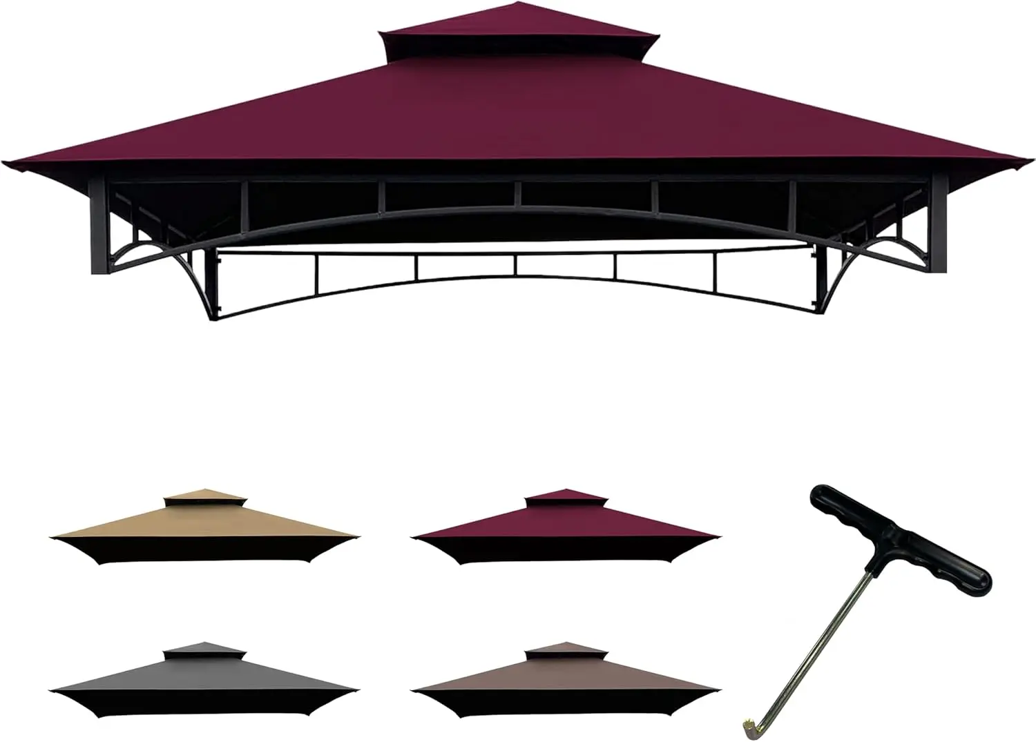 

Сменный тент-навес для гриль-беседки Gill, модель Gazebo Grill Canopy, только верхняя часть, цвет бордовый