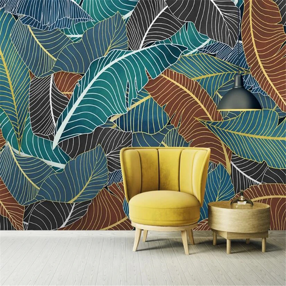 Custom Tropical leaves wallpapers for living room wall painting interior bedroom background decoration Wall stickers wallpaper
