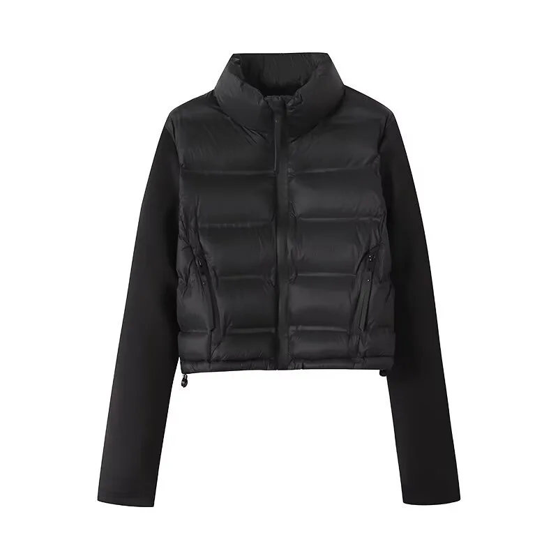 

Loose Black Spliced Cotton Jacket European And American Style Women's Clothing Trade Top Selling On -ful