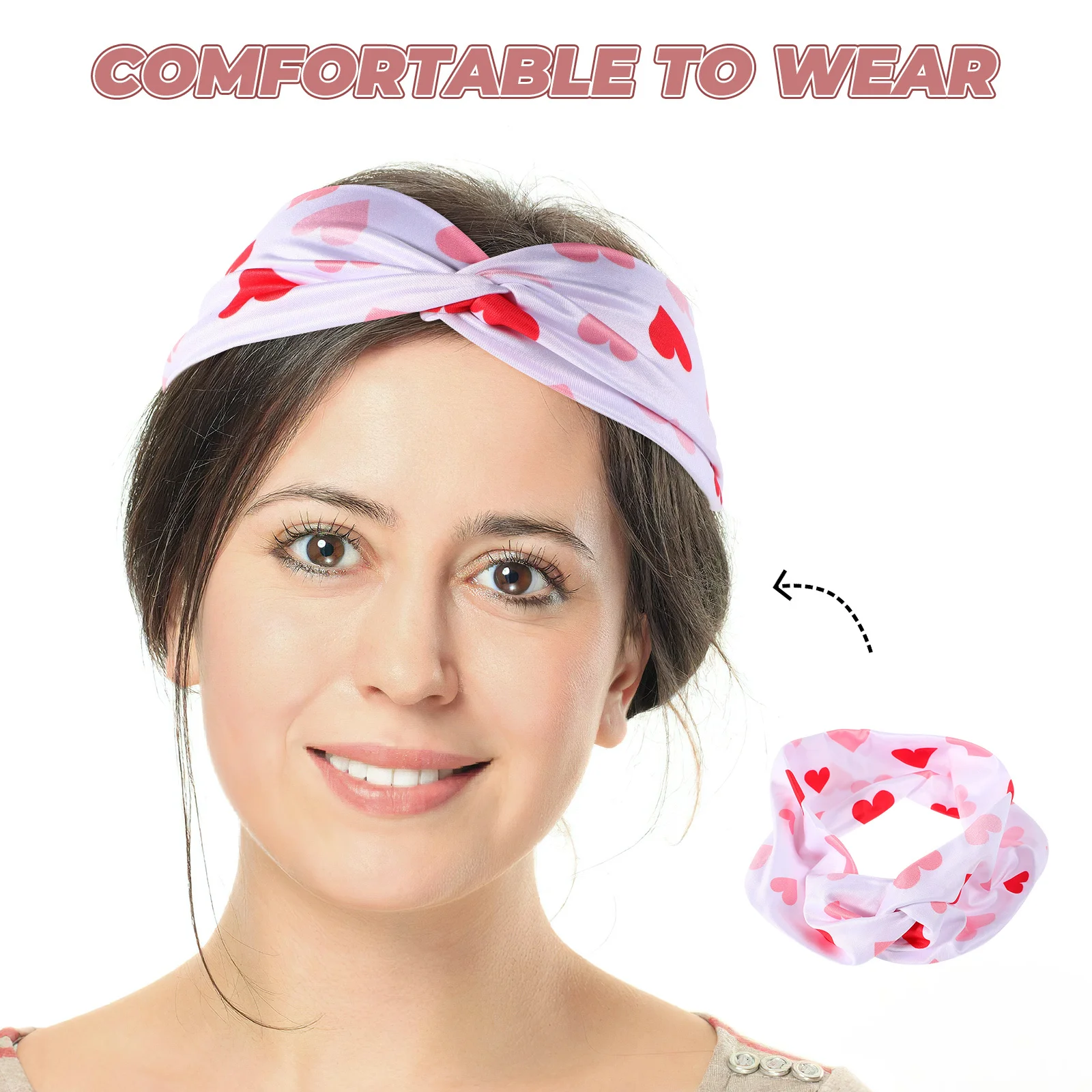 عصابات رأس أنيقة للتمرين بطباعة قلب للنساء، عصابات رأس رياضية ماصة سريعة الجفاف، مناسبة آمنة لتشغيل أنشطة اليوغا في صالة الألعاب الرياضية #2