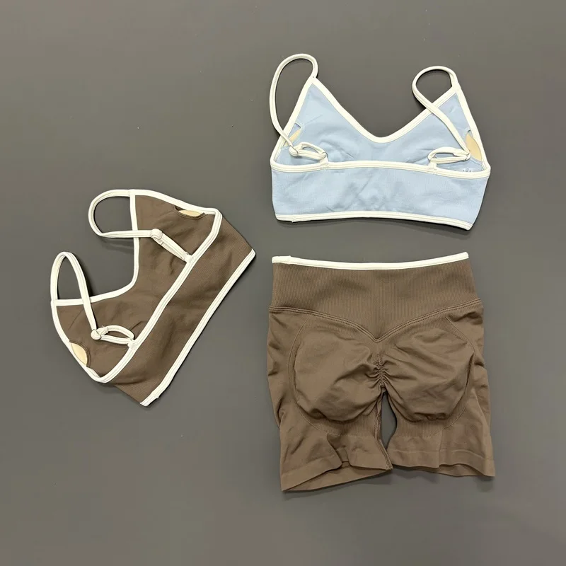 2 Piece Sports Set Ignite Sculpt Scrunch Bra Quick Dry Yoga Set Fitness Cycling Elastic Sports Shorts Gym Running Workout Suit