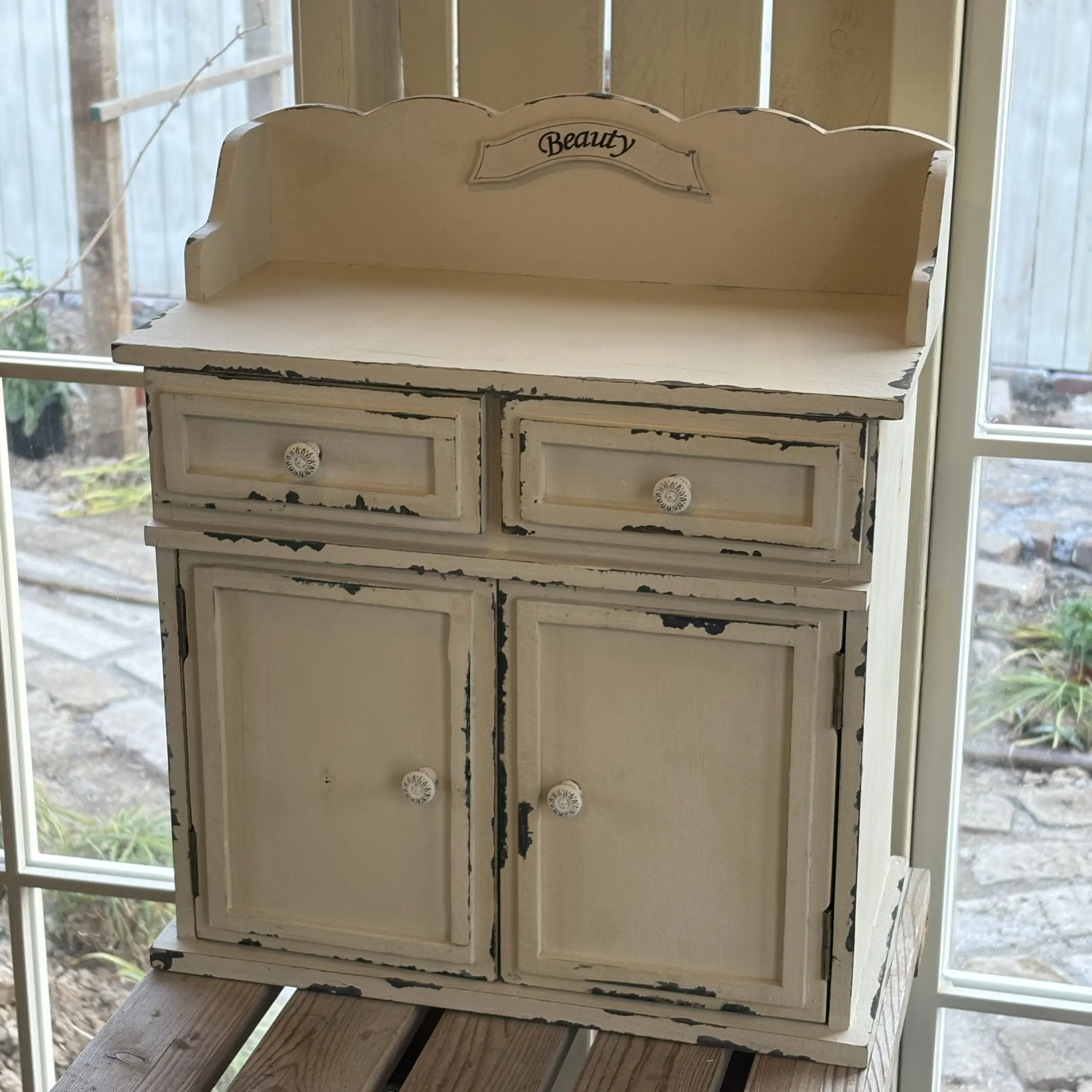 Drawer cabinet grocery ornaments with decorative gardening shelves woodworking old display cabinet