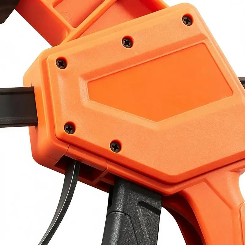 

Bar Clamps for Woodworking, 2-Pack 12 inch One-Handed Clamp/Spreader, Quick-Grip F-Clamp with 340 lbs Load Limit, Premium Plastic and Carbon Steel, for Woodworking Metal working, Orange + Black
