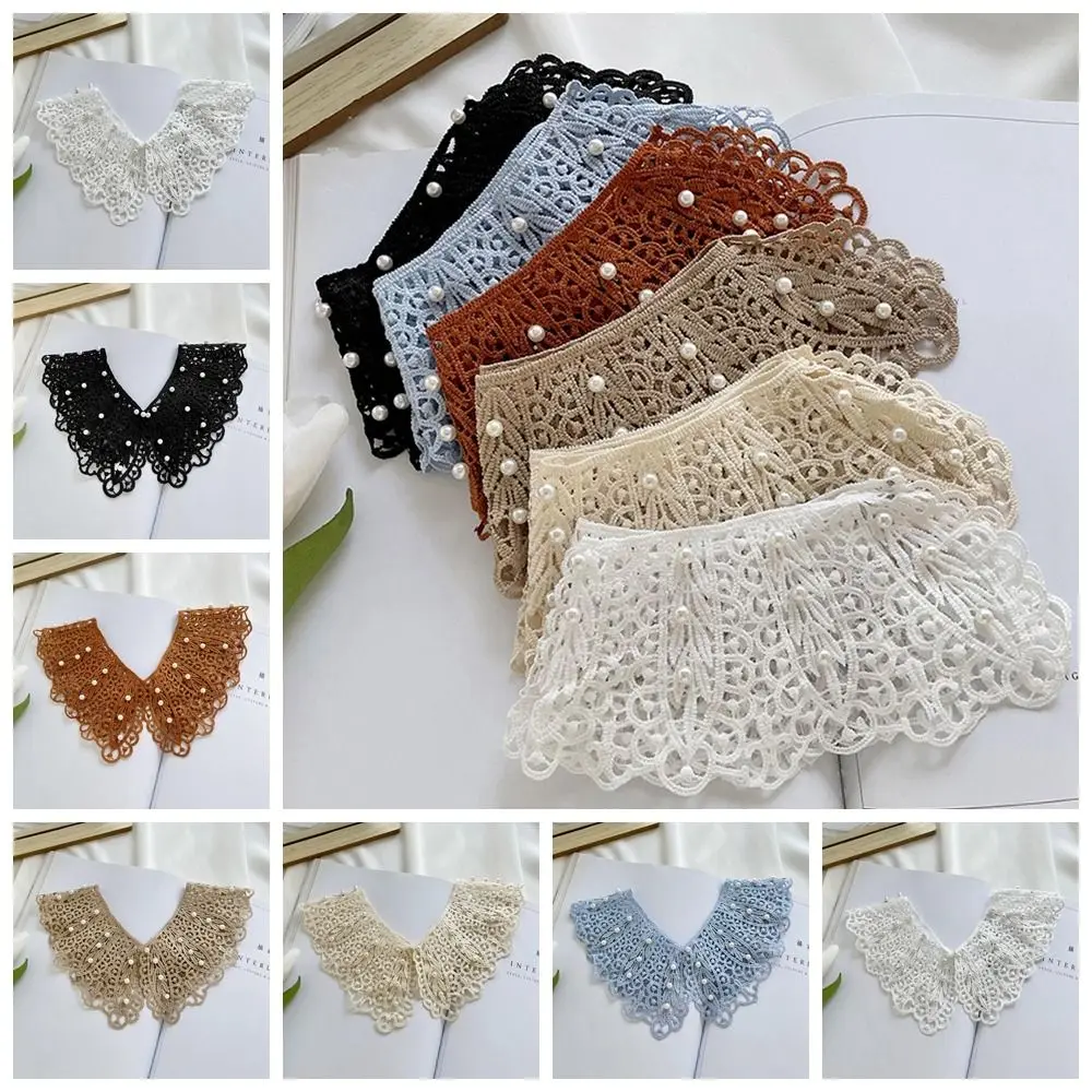 DIY Doll Collar Lace Fake Collar Dress Decorative Shoulder Pearl Decoration Shirt Collar Cotton Detachable Shawl Women/Girls