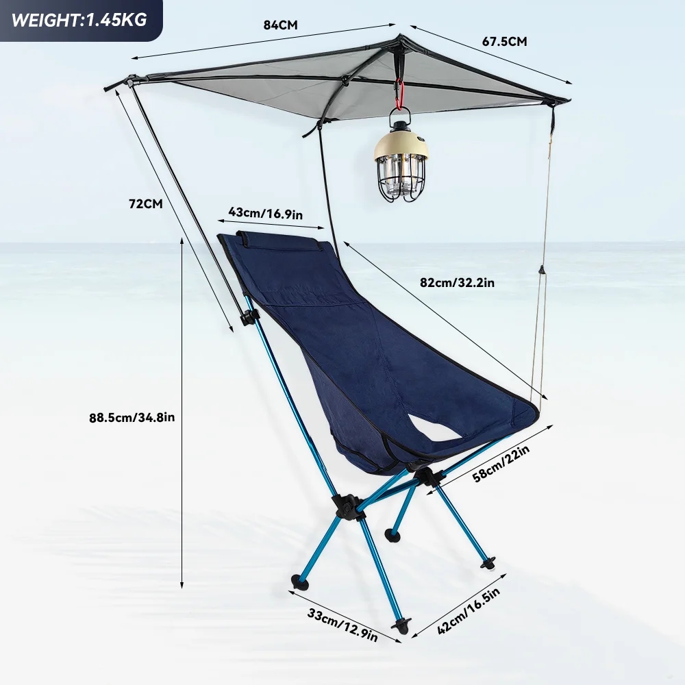 캐노피가 있는 캠핑 의자 야외 접이식 차양 초경량 휴대용 캠핑 문체어 하이킹 캠핑 낚시 피크닉용