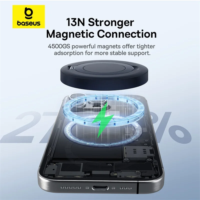 Baseus 15W Magnetic Wireless Charger Qi2 Certified Fast Charging Built-in Stand Phone Charger For iPhone 16 15 14 13 Pro Max