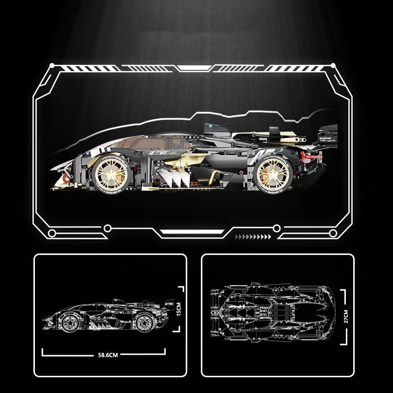 1:8 Supercar Electroplated Limited Edition Sports Car Creative Static Model High-Level Assembly Model Educational Toy Ornament B