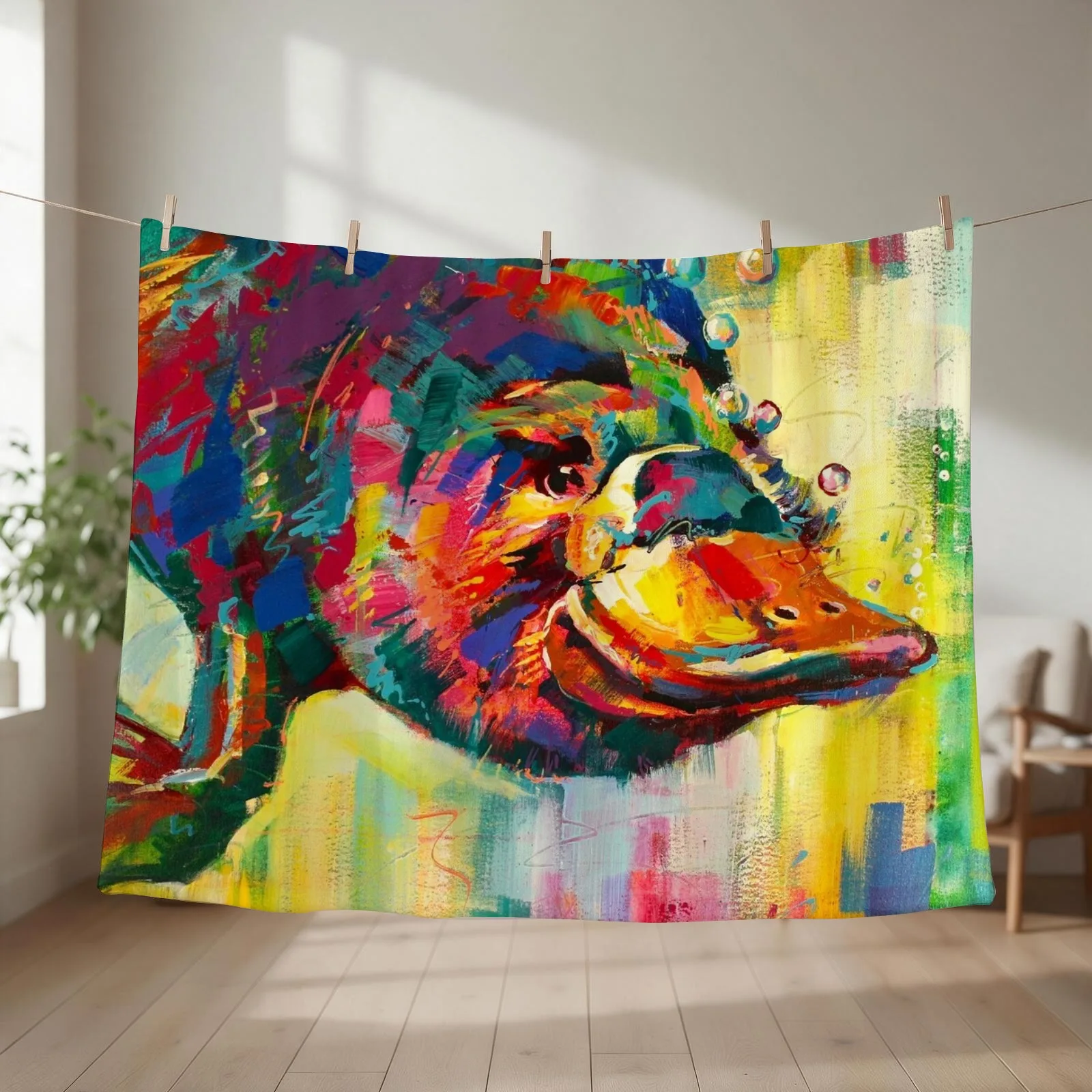 Duck-Billed Platypus - Australian mammal Throw Blanket couch cozy soft plush fuzzy picnic outdoor blanket