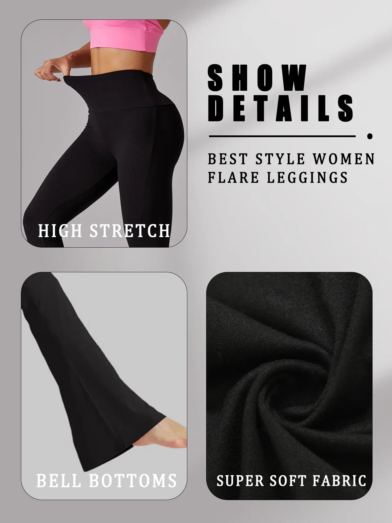 5 แพ็คพลัสขนาดผู้หญิง Super Soft เอวสูงกางเกง Flare,Leggings Tummy Control Soft Bootleg Bell Bottoms วิ่ง