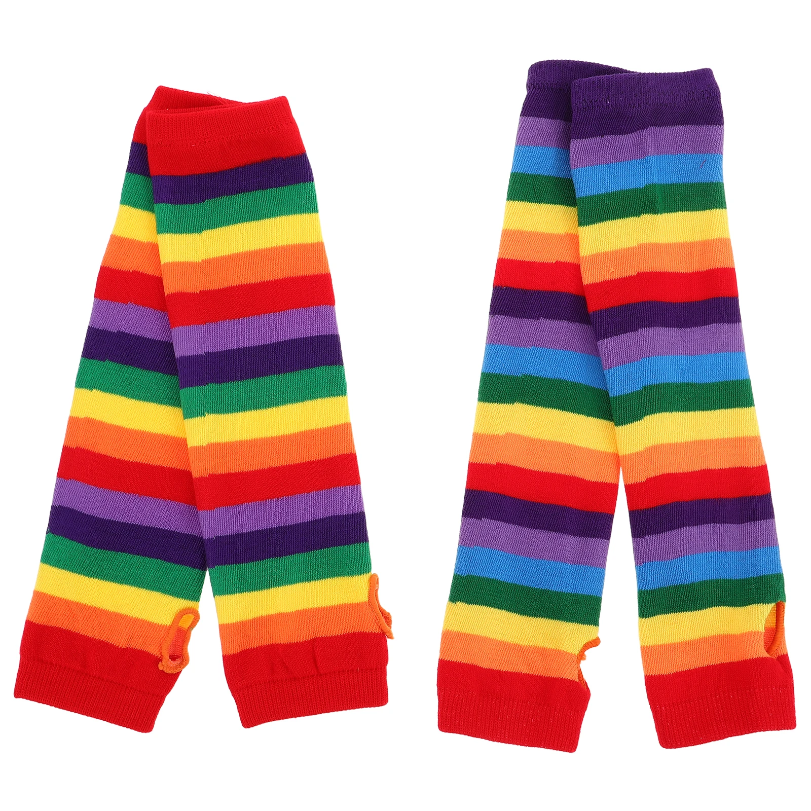 زوجان من قفازات قوس قزح محبوكة يدويًا بدون أصابع لتدفئة الشتاء للنساء المراهقات إكسسوارات أزياء الحفلات الملونة الناعمة