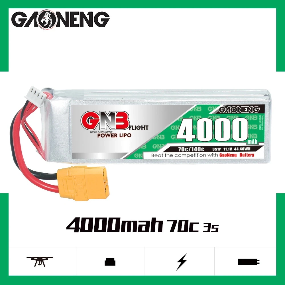 GNB 4000/5500mAh 3S 70C LiPo Battery XT60/XT90 For 1/10 1/8 1/7 Scale Electric RC Devices Axial Lock Crawle RC Truck/Airplane