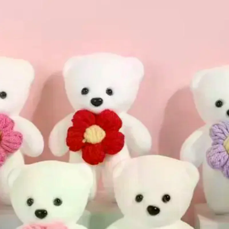7/10Pcs Valentines Day Gift Bouquet Bear Ice Cream Flower Bear For Wedding Bouquet Cute Bear Beautiful Flower Gift Home Decor
