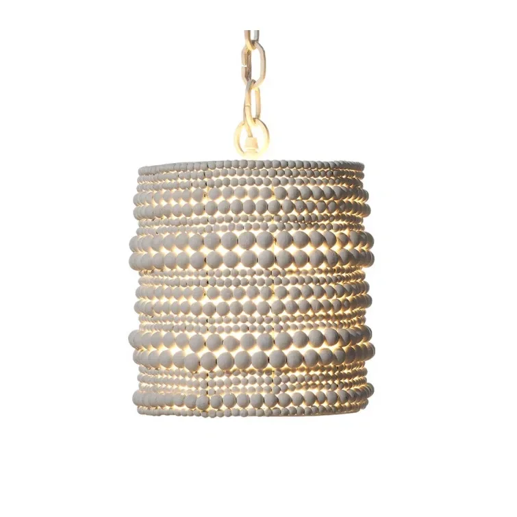 

French country wood beads small chandelier warm study bedroom bedside princess room lamp restaurant porch aisle bar lamp