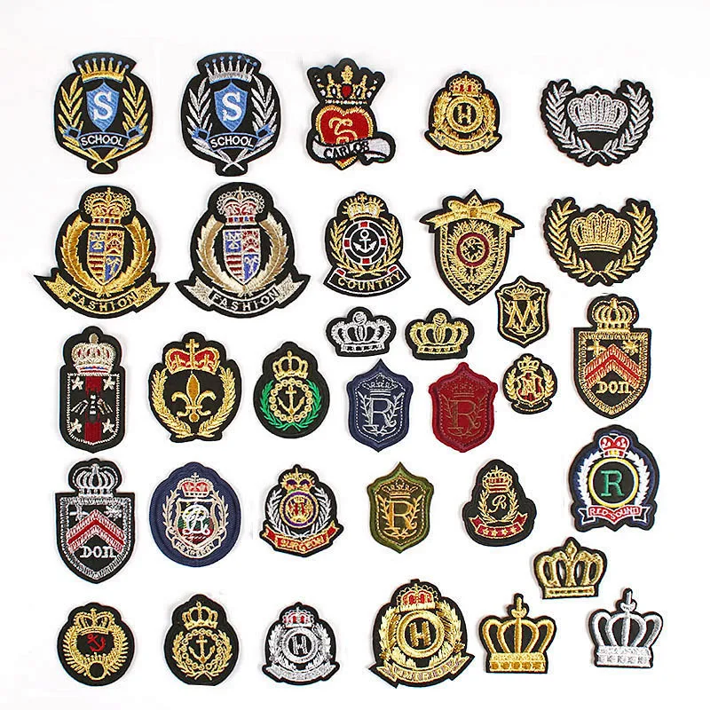 

100pcs/Lot Silver Gold Crown Badge Vintage Embroidery Patch Letter Shirt Bag Clothing Decoration Accessory Craft Diy Applique