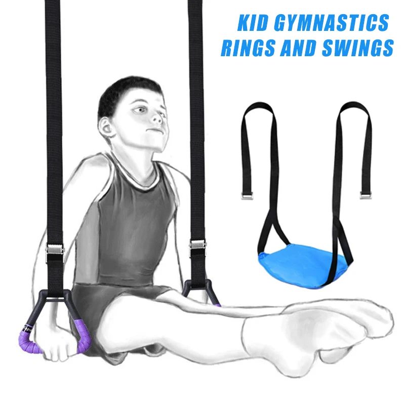 Gymnastics Rings Kid Sport Toy Non-Slip Gym Rings With Swing Adjustable Straps Pull-up Workout Gymnastics Fitness Equipment Toy