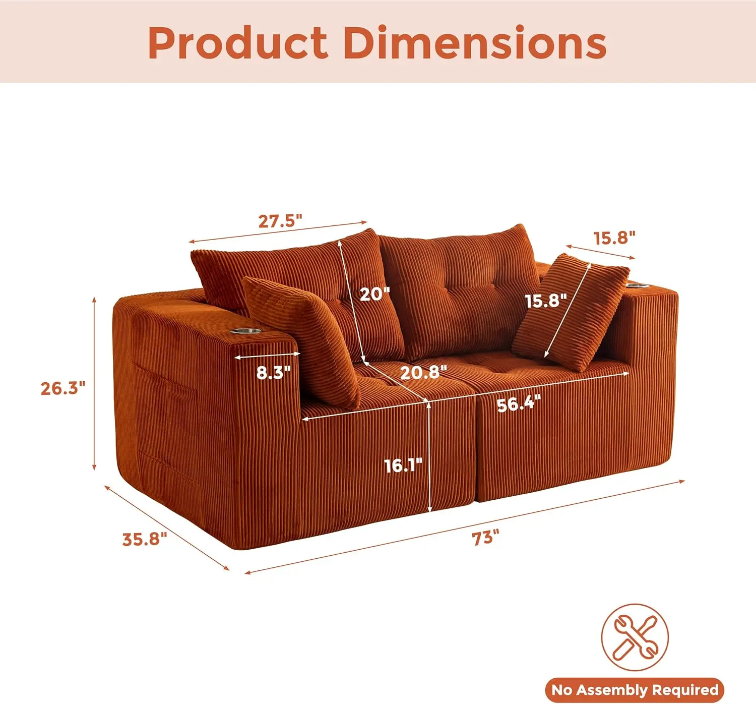 أريكة مقسمة معيارية، أريكة سحابة بدون عظم بمقعدين لغرفة المعيشة، أريكة في صندوق، كرسي مريح منجد مع #2