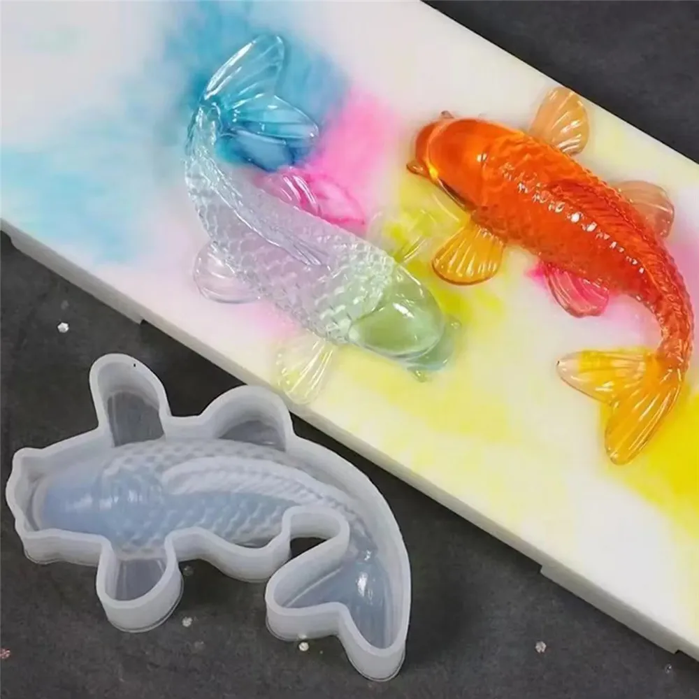 Silicone Resin Koi Fish Moulds DIY Pendant Goldfish Mold Fish Tail Jewelry for Making Jewelry, Pendant Charms, Fondant Cake Deco view 3