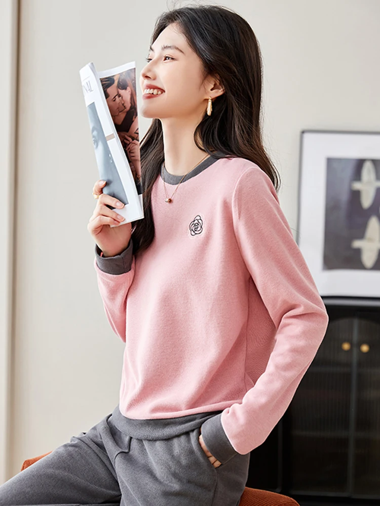 

Модный женский свитшот с круглым вырезом и цветными блоками, с длинными рукавами, повседневный, весна-осень-зима, новый, утягивающий, укороченный, топ.