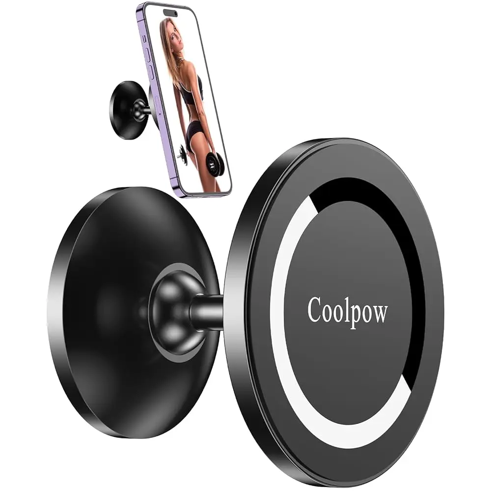 

Gym Magnetic Phone Holder Mount for MagSafe【All Metal】Dual Magnetic Phone Holder for Gym Accessories Attach to Metal Surface,