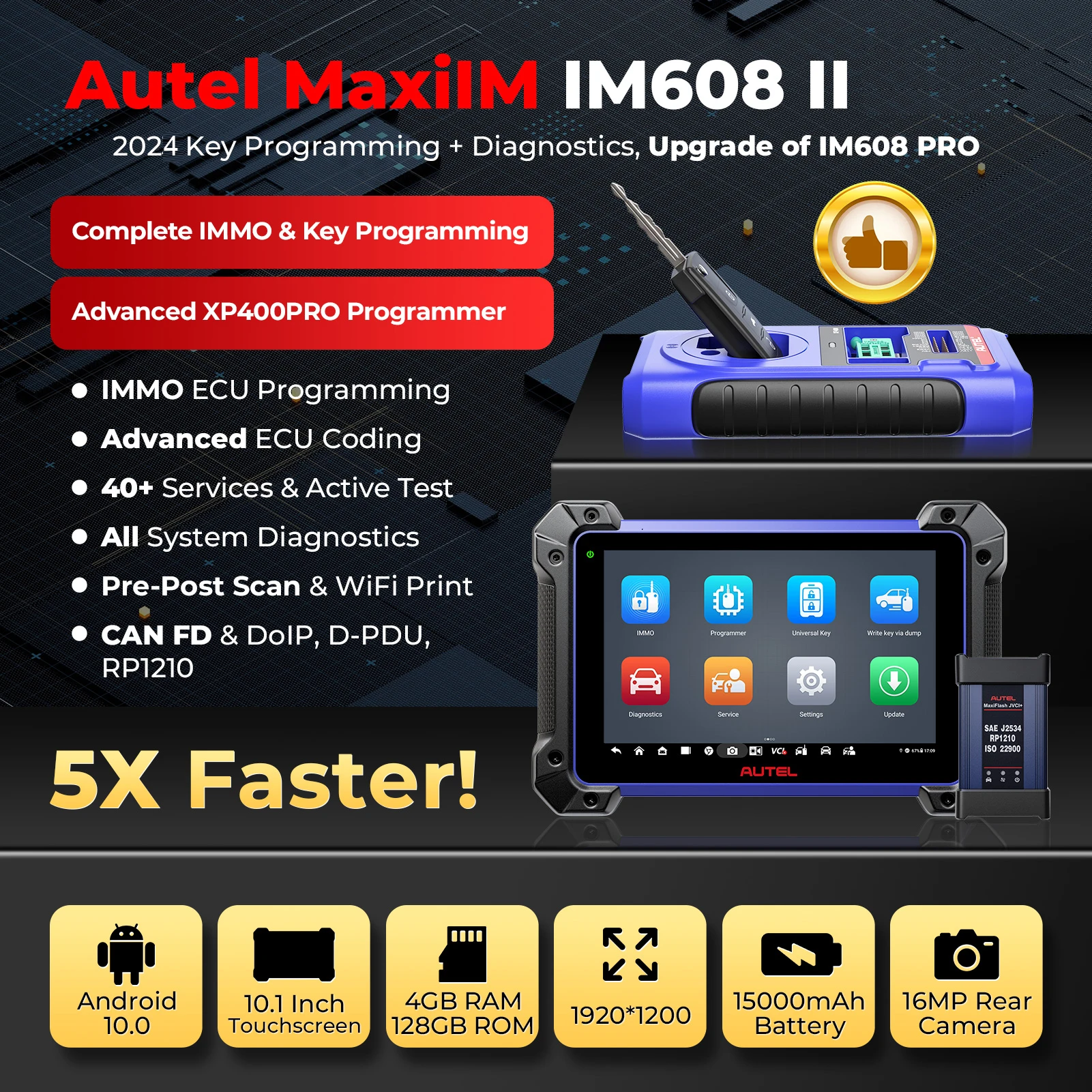 Autel IM608 II Pro MaxiIM 608 Full Key Programmer OBD2 Scanner IM608II Car Diagnostic Tool IMMO Key Programming PK IM508 IM508S