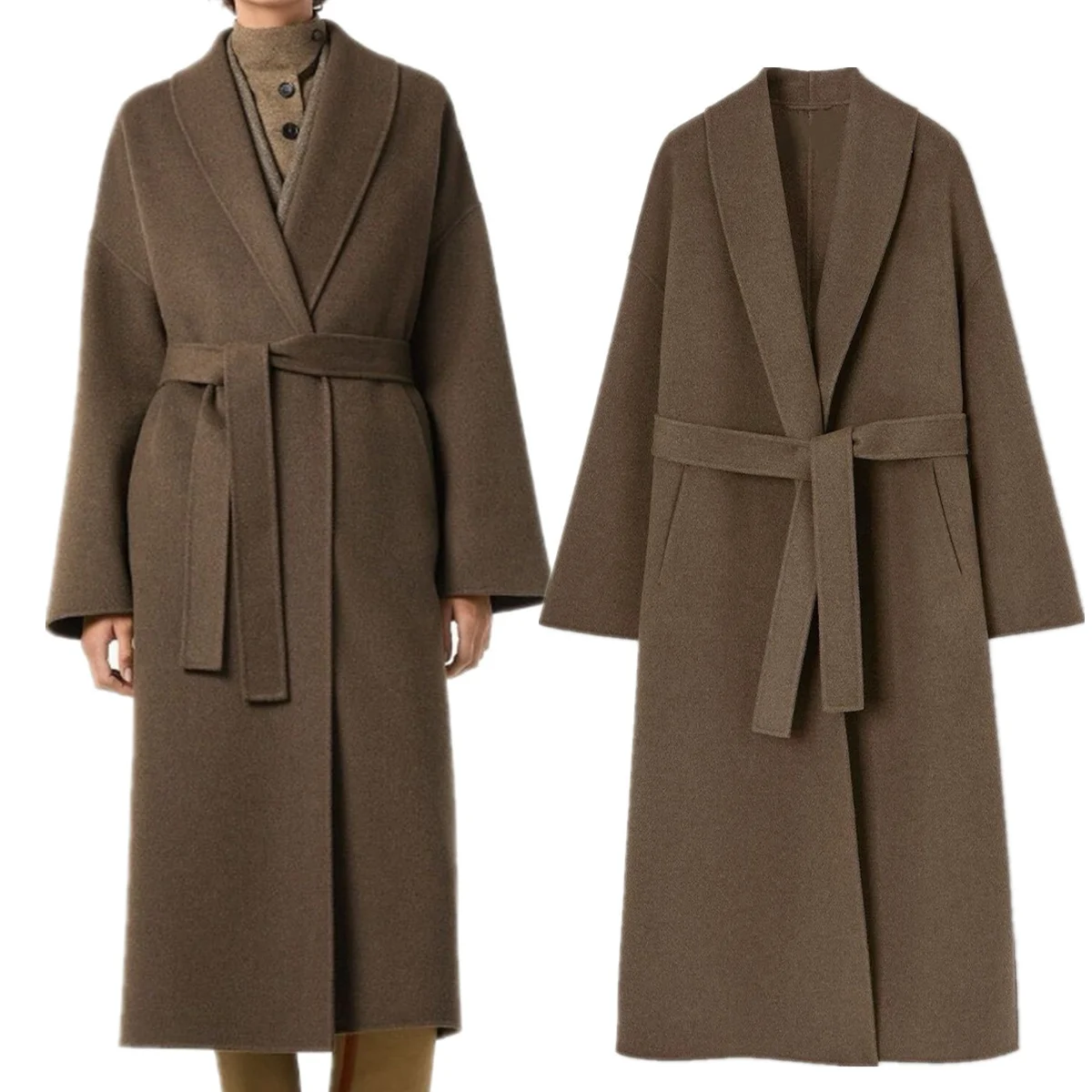 

Maxdutti британский шерстяной зимний плащ минималистичный ретро верблюжий элегантный прямой шерстяной длинный плащ модное пальто