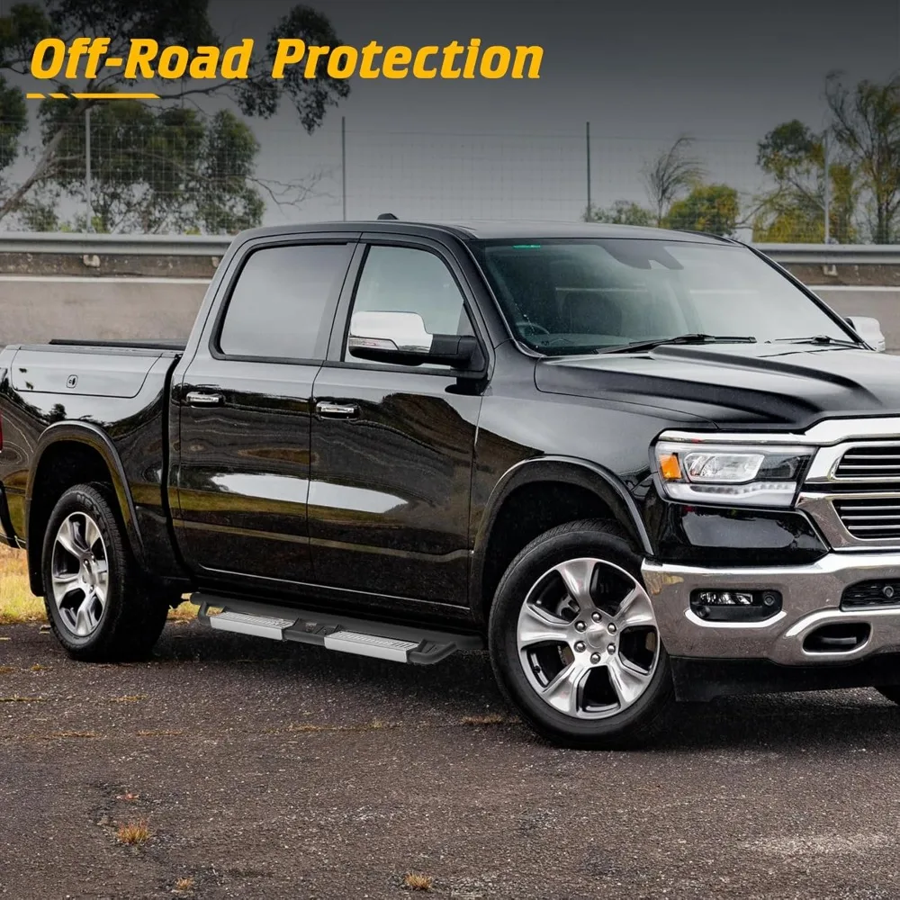 لوحات الجري مناسبة لـ Dodge Ram 1500 2019-2025 Crew Cab جسم جديد، خطوات جانبية مناسبة لـ Ram 1500 2025 شديدة التحمل من الفولاذ المقاوم للصدأ Pa