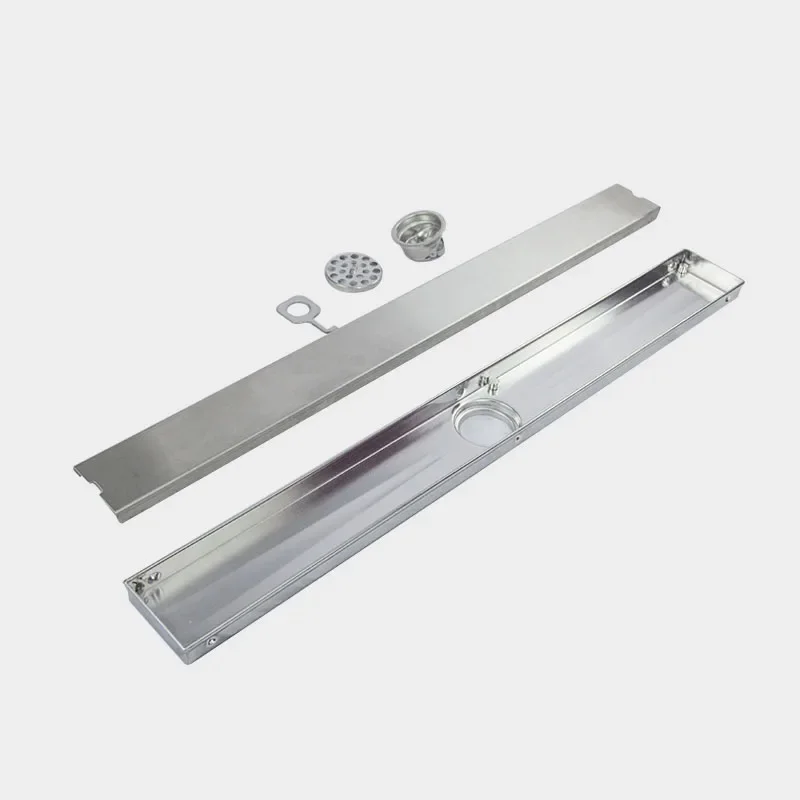 Siphon de Sol de Douche Invisible, Acier Inoxydable Brossé, Rectangle Dépistolet ant, 60cm de Longueur