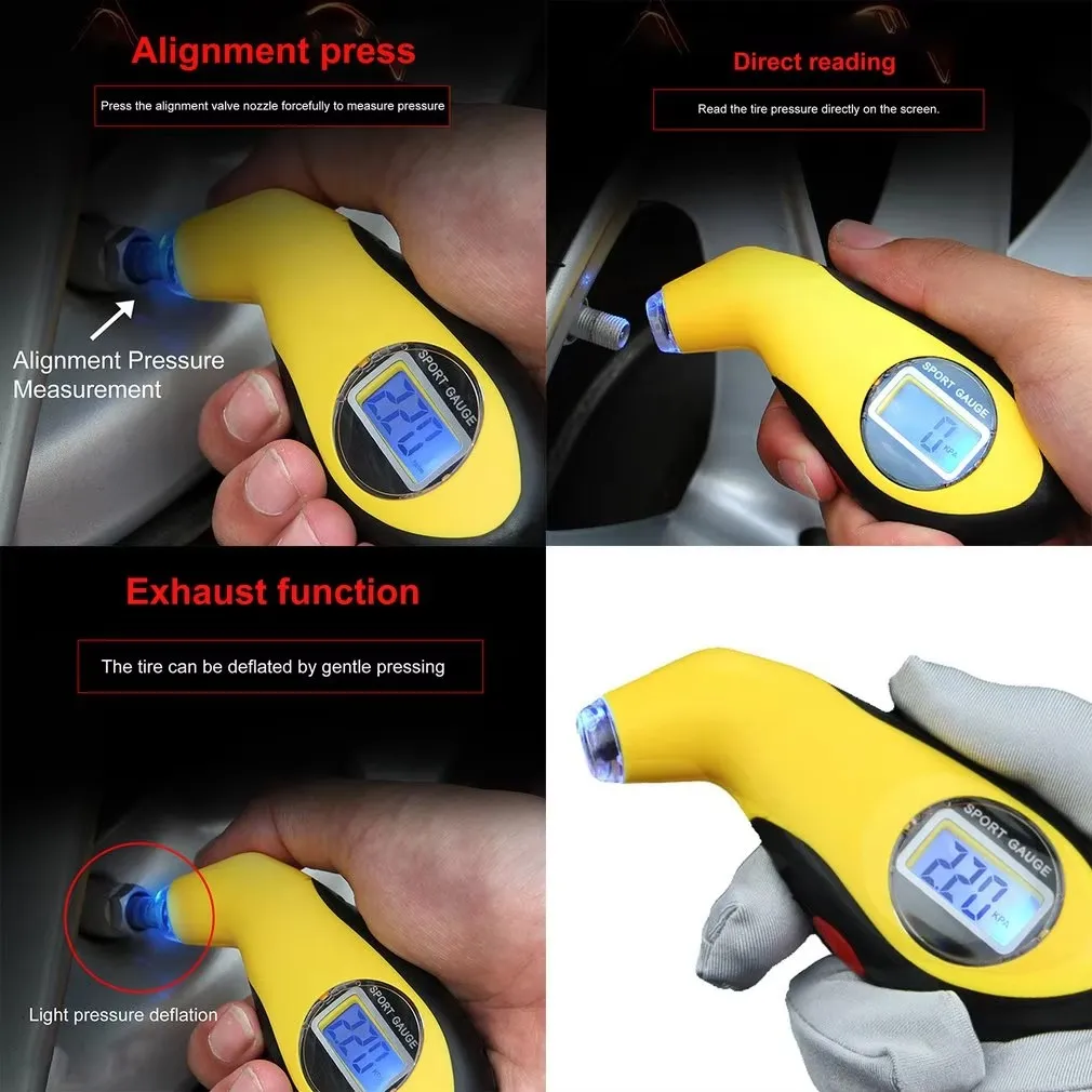 Digital Tire Pressure Gauge 0-100 PSI LCD Display Backlight Portable Handheld Tester For Auto Car Motorcycle Diagnostic Tool
