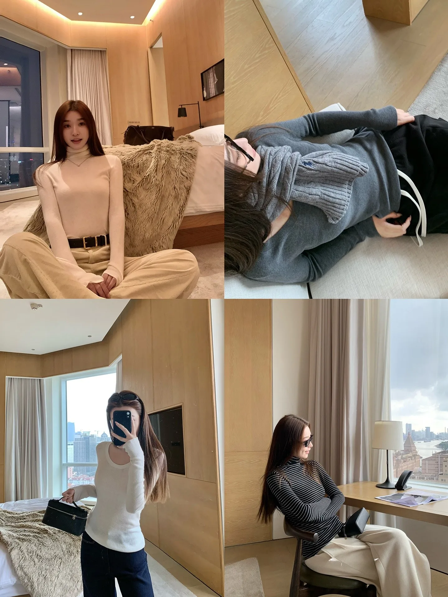 

Lin2 Comfortable Knitted Wool Long Sve U-Ne T-irt Women's Slim Fit Base Layer irt Ele Sle Soft Polyester Blend