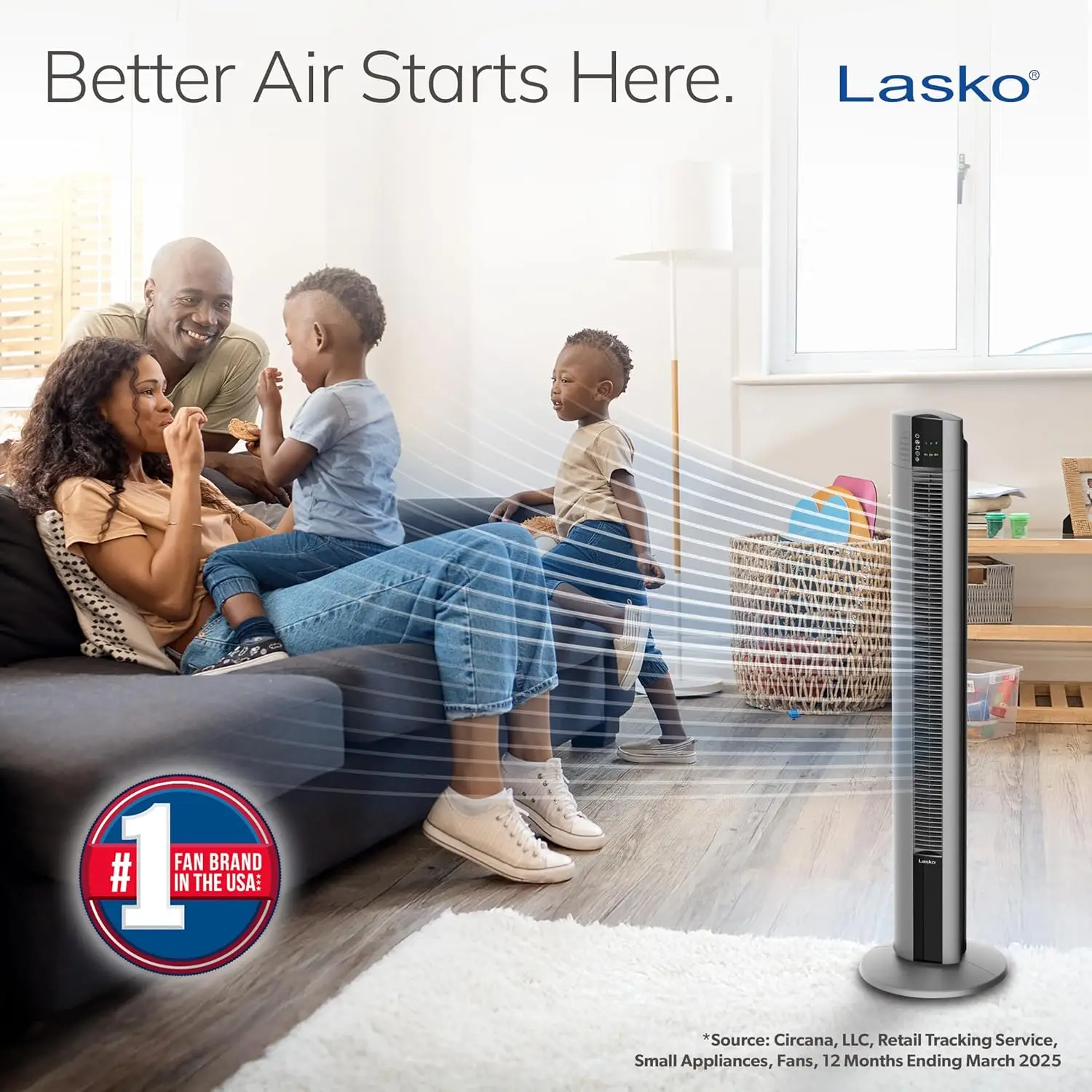 Gray 48 Inch T48314 Oscillating Tower Fan Remote Timer Quiet Bladeless 3 Speeds Nighttime Setting Powerful Cold Air Bedroom Offi