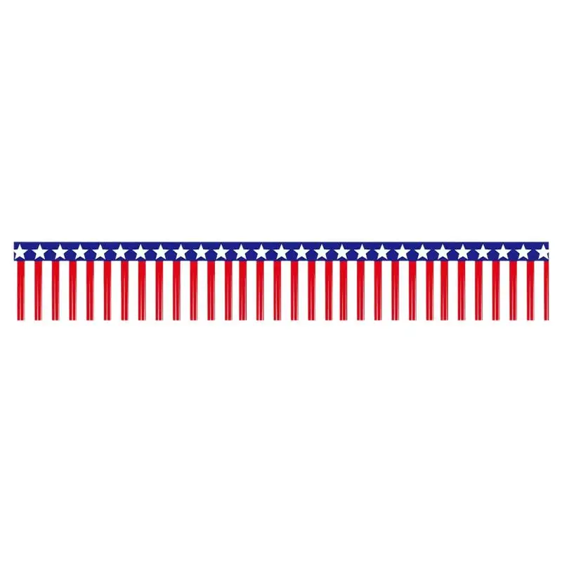 USA Flag Fringe Banner Tinsel Streamer Foil Tassel Garland For Independence Day Fourth Of July Indoor And Outdoor Decoration