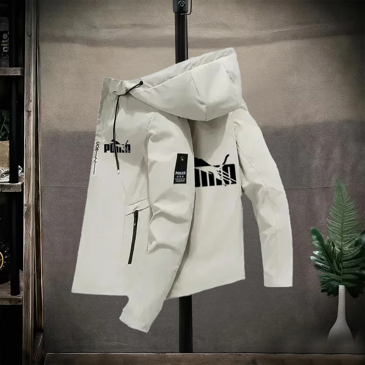 Nieuw dubbellaags geïsoleerd windjack van stof met capuchon en jack voor heren - waterdichte hiphopdanserjas met ritssluiting