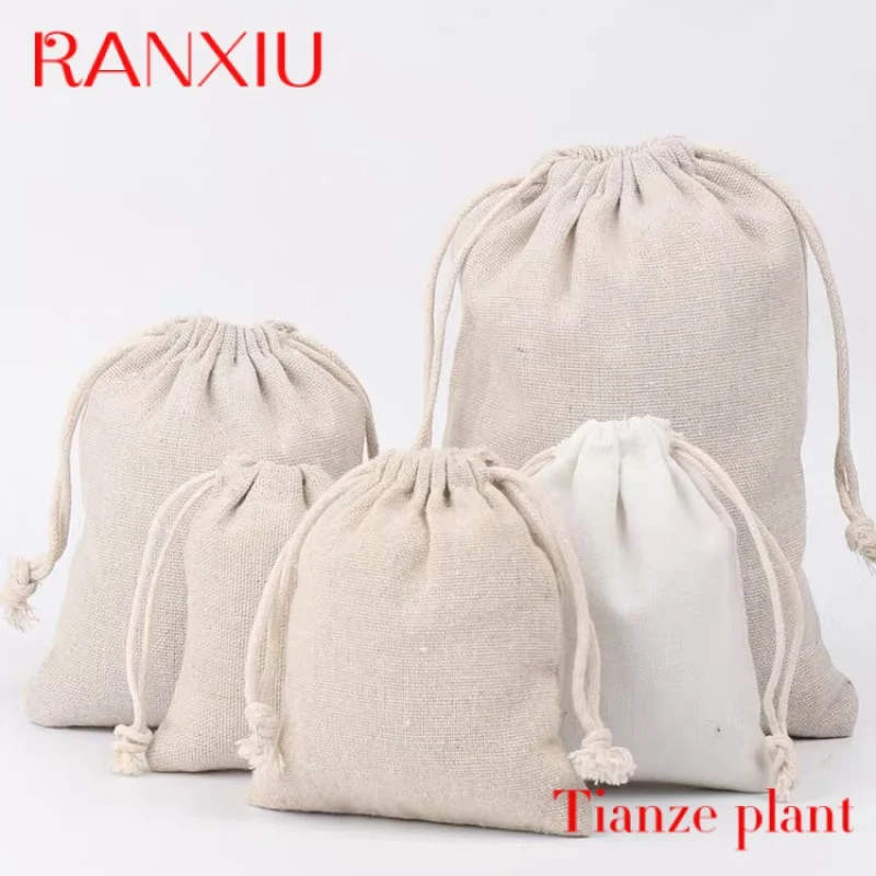 Custom Wholesale cotton canvas drawstring bag Custom Logo Organic Cotton Muslin Sachet Shopping  Gift Drawstring bags